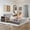 Gray, variant on Aukfa Full Size Mother & Child Bed Frame, Velvet Upholstered Platform Bed with Bedside Desk & Stool, Grounded Design, Pink
