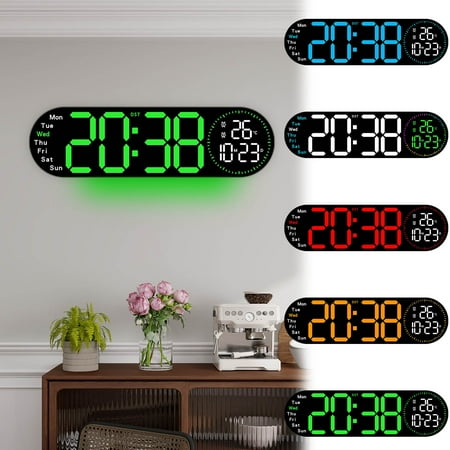 17.3-inch Large LED Wall Clock with Remote Control | Multifunctional Digital Clock for Living Room | Displays Time, Date, Temperature & Humidity