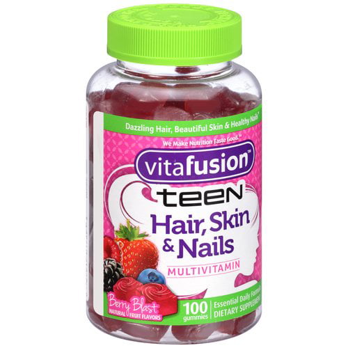 Vitafusion Teen Hair, Skin & Nails Multivitamin Gummies, Berry Blast, 100  Ct 