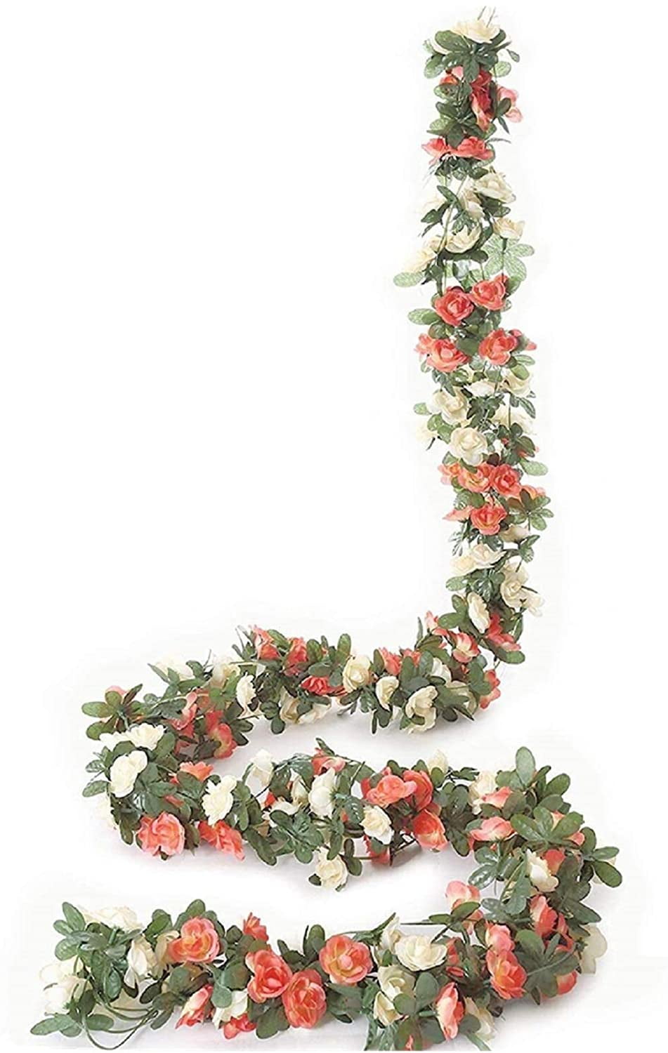 WEISPARK Fake Flowers- 4pcs 8.2 FT Artificial Rose Vine Flower Plants  Hanging Rose Ivy for Home Hotel Office Wedding Party Garden Craft Art Décor