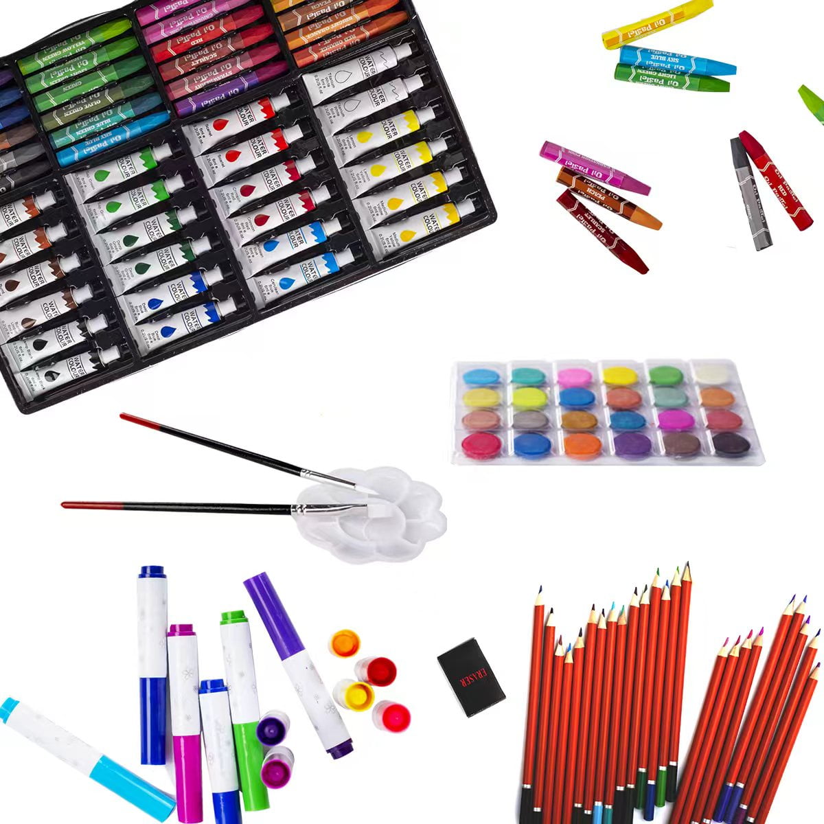 KINSPORY 139 pack Deluxe Portable Double Layers Coloring Drawing Kit with Sketch Pads, Art Set Gift for Artist Adults Beginners Kids (Red)