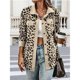 thumbnail image 4 of Chaqueta de con Estampado de Leopardo para Mujer, Blusa de Larga con Botones, Abrigo Informal de Otoño Color Albaricoque M, 4 of 6