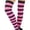 Black w/ Doll Pink Stripes, variant on ToBeInStyle Womens Vibrant Horizontal Wide Striped Thigh High Stockings - Black w/ Orange Stripes - One Size