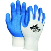 Glove 9680, XLarge Tuff, 10 Gauge Cotton/Polyester Shell, Blue Latex Palm & Fingertips (Set of 12/EA)