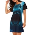 thumbnail image 2 of Fotbe Open-Mouthed Shark Bata de Dormir para Mujer con Estampado, Camisón de Algodón de Manga Corta, Ropa de Dormir Casual, 2 of 6