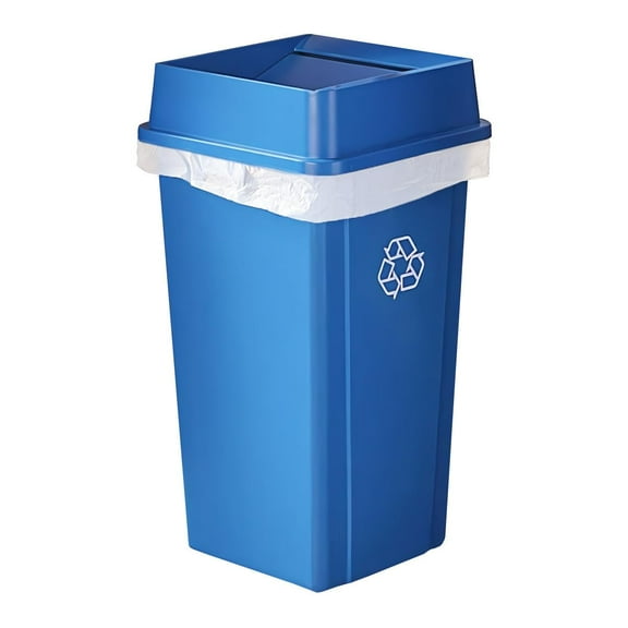 Square 25 Gallon Waste Bin with Swing Lid, Heavy-Duty Trash Can, Commercial Garbage Bin, Durable Waste Container, Recycling Bin, Plastic Wastebasket for Office, Kitchen, Garage, Restaurants