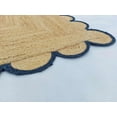 thumbnail image 3 of 2.6x6 Ft Navy Blue Border Premium Scalloped Jute Rug – Handcrafted Natural Braided Carpet for Living Room, Bedroom, Entryway – Boho Home Decor, 3 of 5