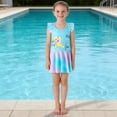 thumbnail image 2 of shoper Toddler Girls Swimsuit 6t Girls Swimsuit Long Sleeve Rash Guard UPF 50+ Sun Cute Design Swimwear for Toddler Big Kid Sky Blue 9-10 Years, 2 of 6