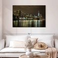 thumbnail image 2 of Elephant Stock The Brooklyn Bridge After Dark Wall Art - Horizontal Canvas Wall Art - Living Room Wall Decor - City Canvas - Brown And Green Decor By Scott Stulberg - 45" x 30", 2 of 4