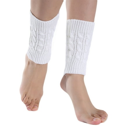

GHOONEY Women Girls Winter Cable Knitted Leg Warmers Socks Solid Color Twist Braided Crochet Pattern Short Boot Cuffs Cover Stretch Thermal Toppers