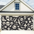 thumbnail image 2 of Black Cat Halloween Garage Door Cover - 13ft Wide Full Moon Spooky Theme Outdoor Polyester Backdrop, 2 of 5