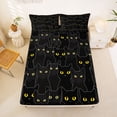 thumbnail image 5 of jejeloiu Black Cat Yellow Eyes Full Size Sheets Kids,Spooky Kitten Pattern Bed Sheets For Girls,4pcs, 5 of 6