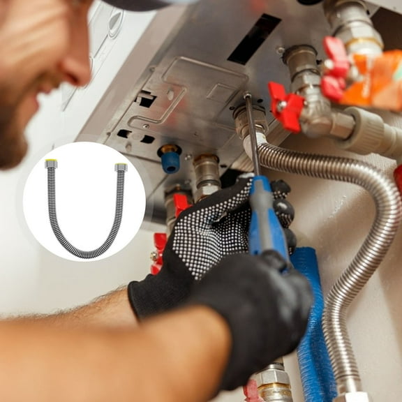 OUNONA 2pcs Corrugated Stainless Steel Water Heater Hose Pipe 1/2 inch Flexible Water Supply Line Heavy Duty for Water Connection