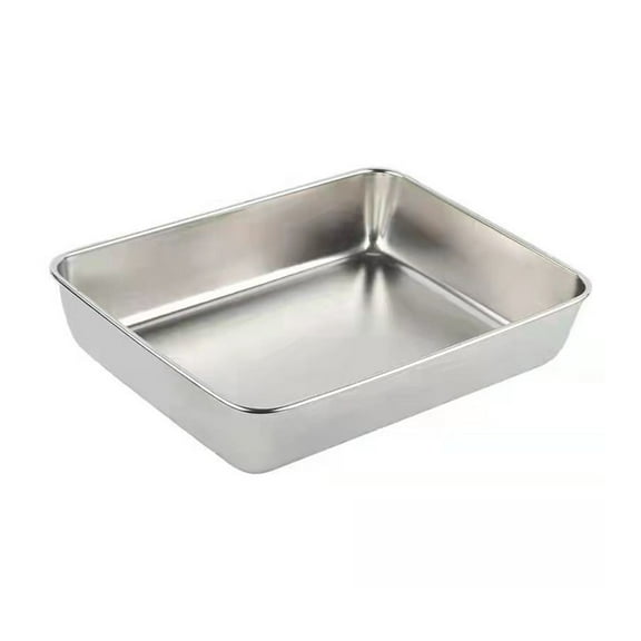 Qholemyo Rectangular Stainless Steel Airtight Food Storage Container Meal Tray Fridge Storage Box Oven Camping Picnic Tray