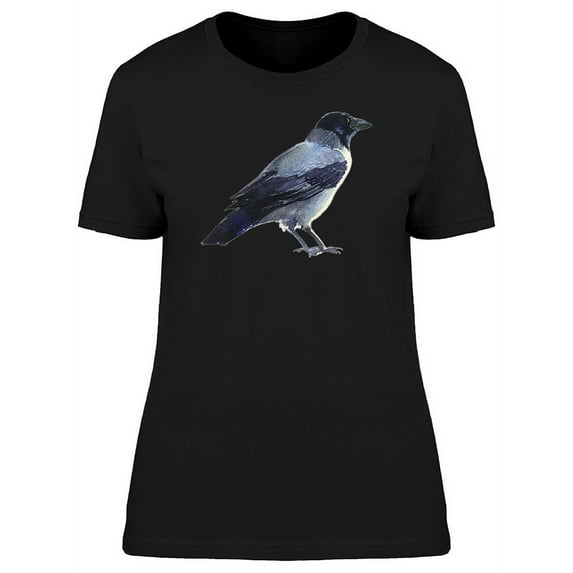 Gray Watercolor Raven Bird T-Shirt Women -Image by Shutterstock, Female 3X-Large