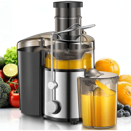 800W Centrifugal Juicer with Extra Wide Mouth Feed Chute, Dual Speed Control, Stainless Steel, BPA-Free, Silver