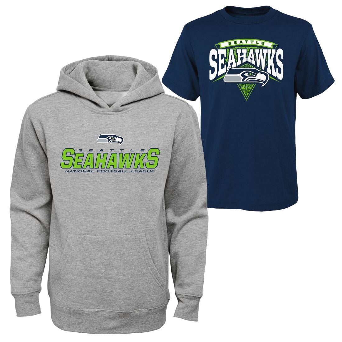 Seattle Seahawks Youth NFL "Layered" T-Shirt & Hooded Sweatshirt Combo Set by Outerstuff