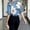 Blue, variant on Morttic Women's Floral Print See-Through Blouse – Round Neck 5-Sleeve Chiffon Top Summer Beach Cover-Up Black,XL