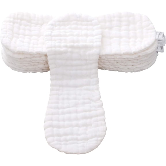 Baby Diapers,Topboutique Reusable Soft 12 Layers 10 Pack Inserts for Baby Cloth Diaper Absorbent & Breathable Liners, Washable Liners(14.2x5.9in,White)