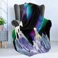 thumbnail image 4 of Polar Bear Soft Flannel Fleece Blanket, Aurora Borealis Mountains of Ice Crystals Psychedelic Nordic Bears Silhouettes, Cozy Plush for Indoor and Outdoor Use, 50" x 70", Multicolor, by Ambesonne, 4 of 5