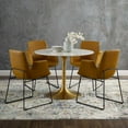 thumbnail image 2 of Modern Deco Contemporary Urban Design Kitchen Dining Room Dining Table, Metal Steel Artificial Marble, Gold White, 2 of 4