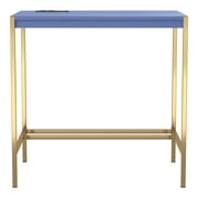 Belzie Metal Writing Desk with USB Ports, Blue