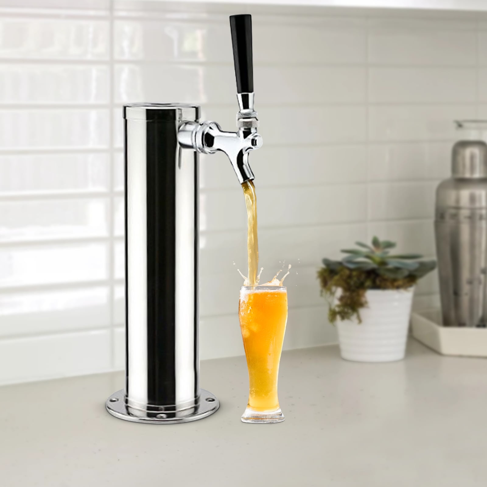 Dwellnix US Home Bar Single Tap Faucet Draft Beer Keg Tap Tower Kegerator Stainless Steel