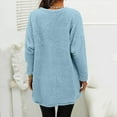 thumbnail image 4 of Ediodpoh Women's Sweatshirts Solid Color Autumn Winter Warm Round Neck Long Sleeve Pocket Casual Dress for Comfort Blue S, 4 of 6