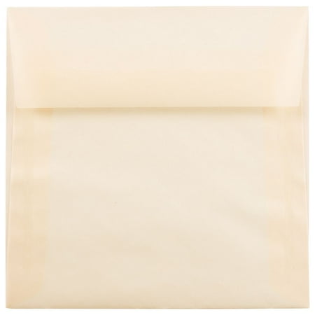 UPC: 0609722982382 | JAM 5.5×5.5 Translucent Envelopes  Ivory  25/Pack  Spring Ochre Ivory