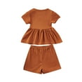 thumbnail image 4 of LTTVQM Girls Outfit Sets Summer 2 Piece Outfits Solid Color Cute Dress and Shorts Casual Outfit Kids Fashion Clothing Sets Brown Size 2-3 Years, 4 of 4