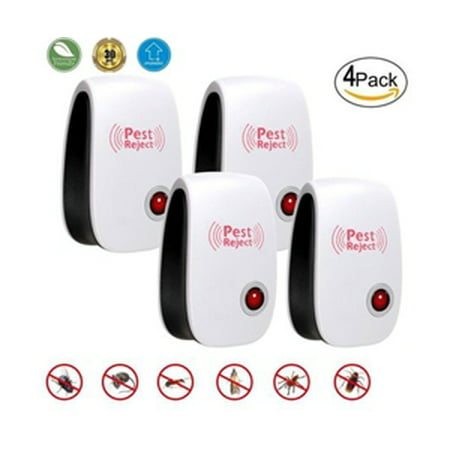 WALFRONT Ultrasonic Mosquitoes Repeller Indoor Electronic Pest Repellents, 4PCS Spider Reject Control Plug Cockroach Mouse Killer Repeller to Repel Insects Mice Spider Ant Roaches Bugs