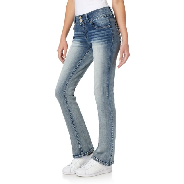 WallFlower Women's Luscious Curvy Bootcut Mid-Rise Insta Stretch Juniors Jeans (Standard and Plus)