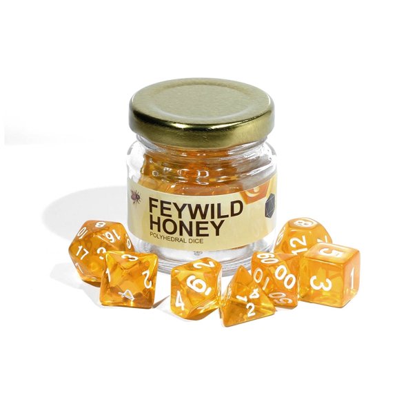 Honey Transparent Golden Dice Set Dice Full 7pcs Set for Dungeons And Dragons