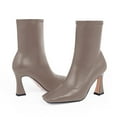 thumbnail image 4 of YOWMNS Women's Closed Square Toe Stiletto High Heel Fall Ankle Boots with Side Zipper Elegantes Fashion Dress booties(Brown, 9), 4 of 5