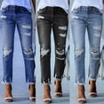 thumbnail image 5 of LYMAYTER Jeans for Women Skinny Stretchy Long Jeans Soft Slim Fit Distressed Denim Pants Comfy Classic Jeans S-2XL, 5 of 8