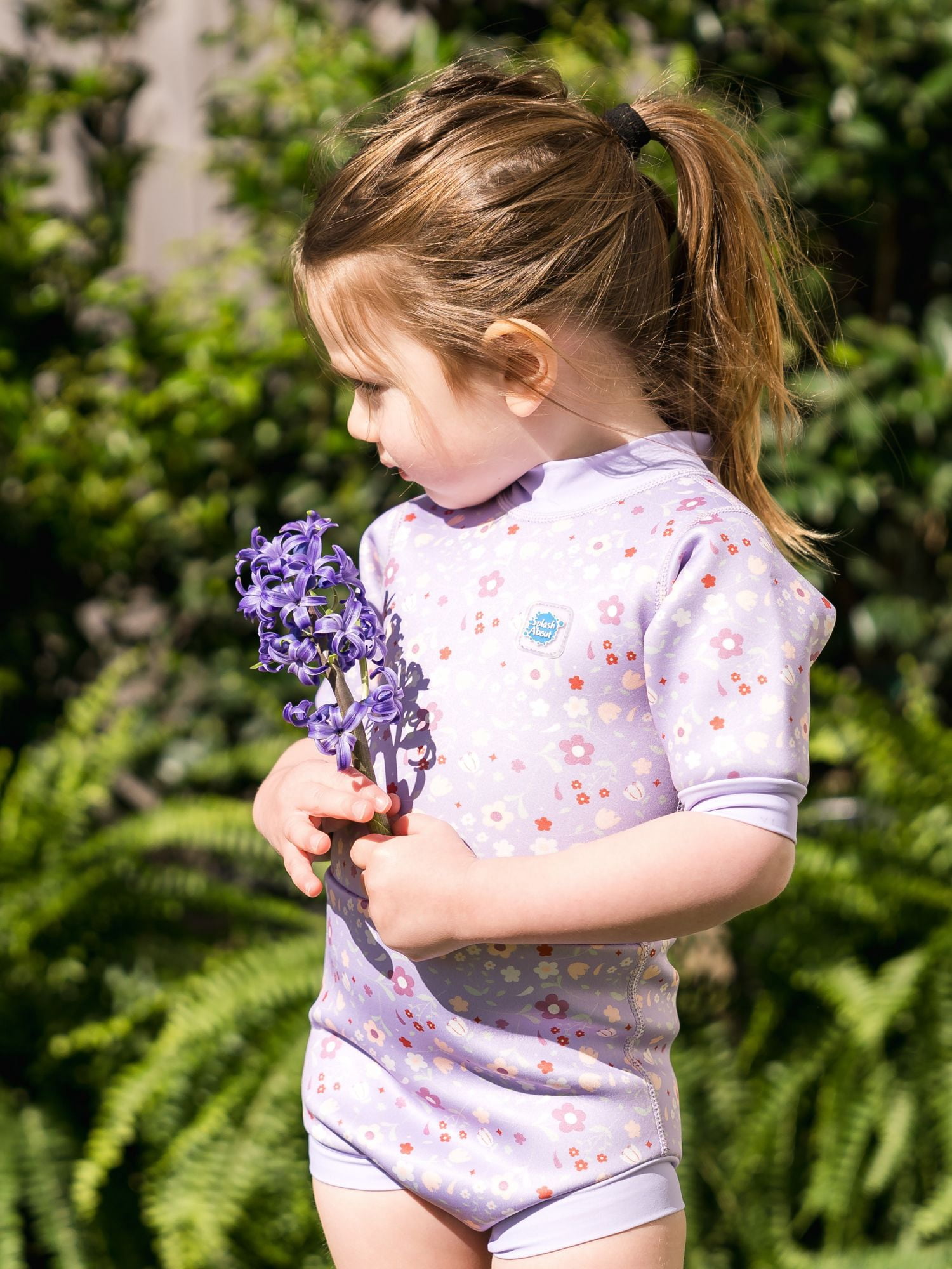 Splash About Happy Nappy™™ Wetsuit with Swim Diaper with Swim Diaper, Lilac Spring, 0-4 Months