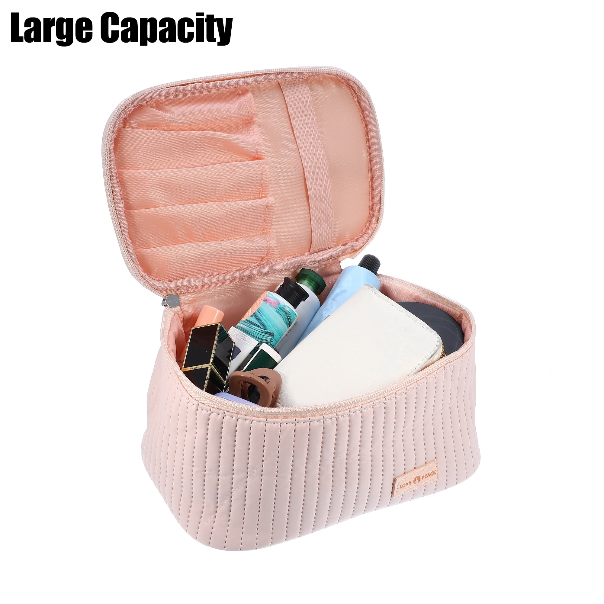 Unique Bargains Floral Makeup Bag Zipper Flower Cosmetic Pouch Pink