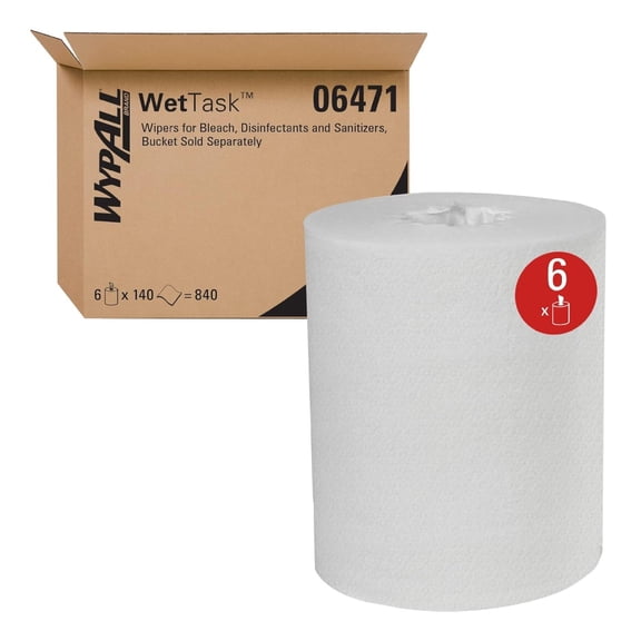 Kimtech 06471 Wipers for Bleach Disinfectants s, 12 x 12 1/2, 90 per Roll (Case of 6)