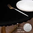 thumbnail image 3 of Black Round Tablecloth, Fitted Table Cover with Elastic for 55"-60" Round Tables, Solid Color Farmhouse Black Table Cloth Outdoor Indoor Dinning Party Waterproof Tablecloths, 3 of 7