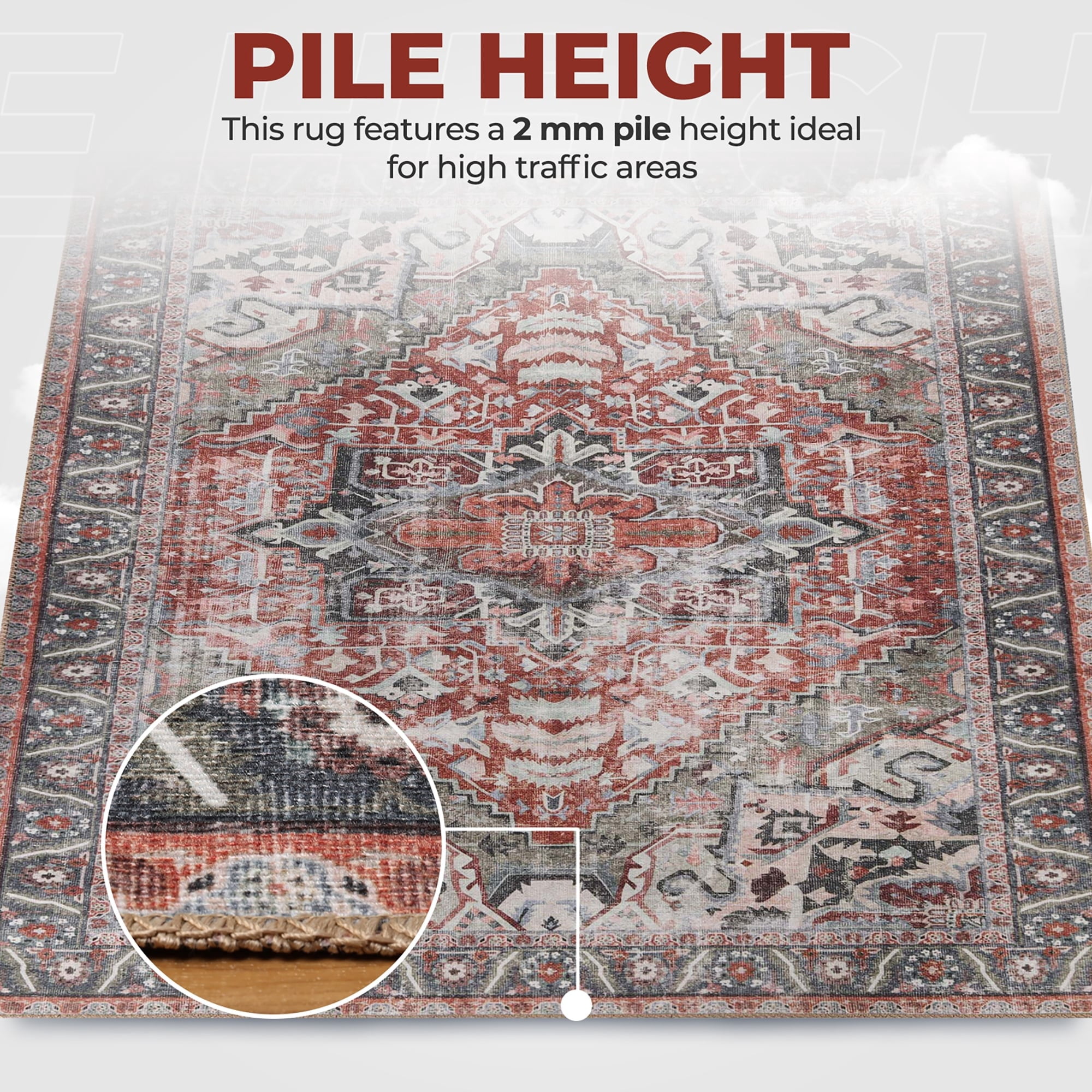 Superior Rustic Medallion Washable Indoor Area Rug, 3' 6" x 5' 6", Brown