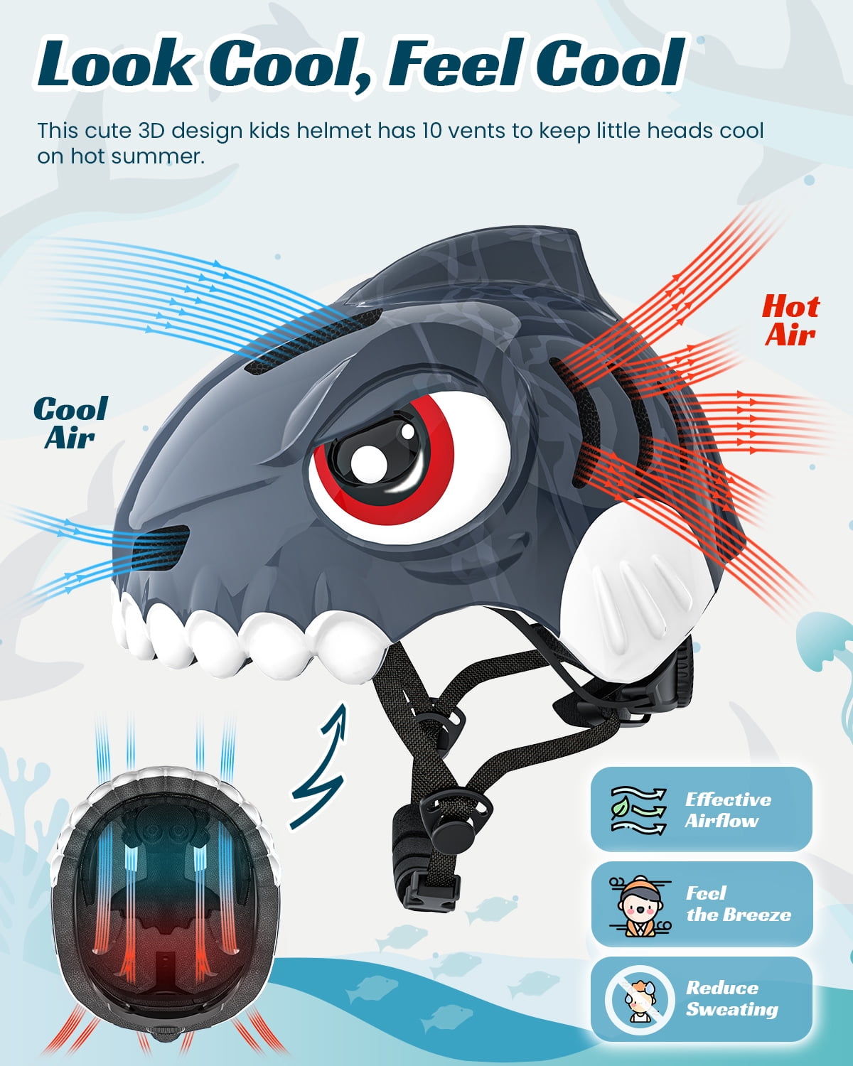 FUNWICT Bike Helmet for Kids 3-8 Years Boys Girls Breathable Lightweight Children Bicycle Helmet for Toddler Cycling Skating Scooter Skateboard