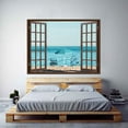 thumbnail image 2 of IDEA4WALL Enjoy the Aqua Beach Fake Brown Window Peel and Stick Wallpaper Removable Wall Mural Sticker Decal - 24x32 inches, 2 of 5