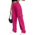 thumbnail image 3 of Womens Cargo Sweatpants Baggy Fleece High Waisted Joggers Sweat Pants Athletic Pants Red L, 3 of 8