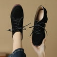 thumbnail image 3 of Women's Suede Ankle Boots Chunky High Heeled Lace Up Fall Booties Low Top Casual Dress Shoes, 3 of 5