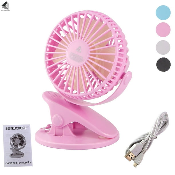 Sixtyshades Battery Operated Mini Fan with Clip Portable 3 Speeds USB