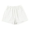 thumbnail image 2 of Bbyeadc Women's Linen shorts Straight Leg Bottoms Comfort Elastic Waist Solid Color Shorts Casual Mid Waist Short Pants,White(XL), 2 of 6