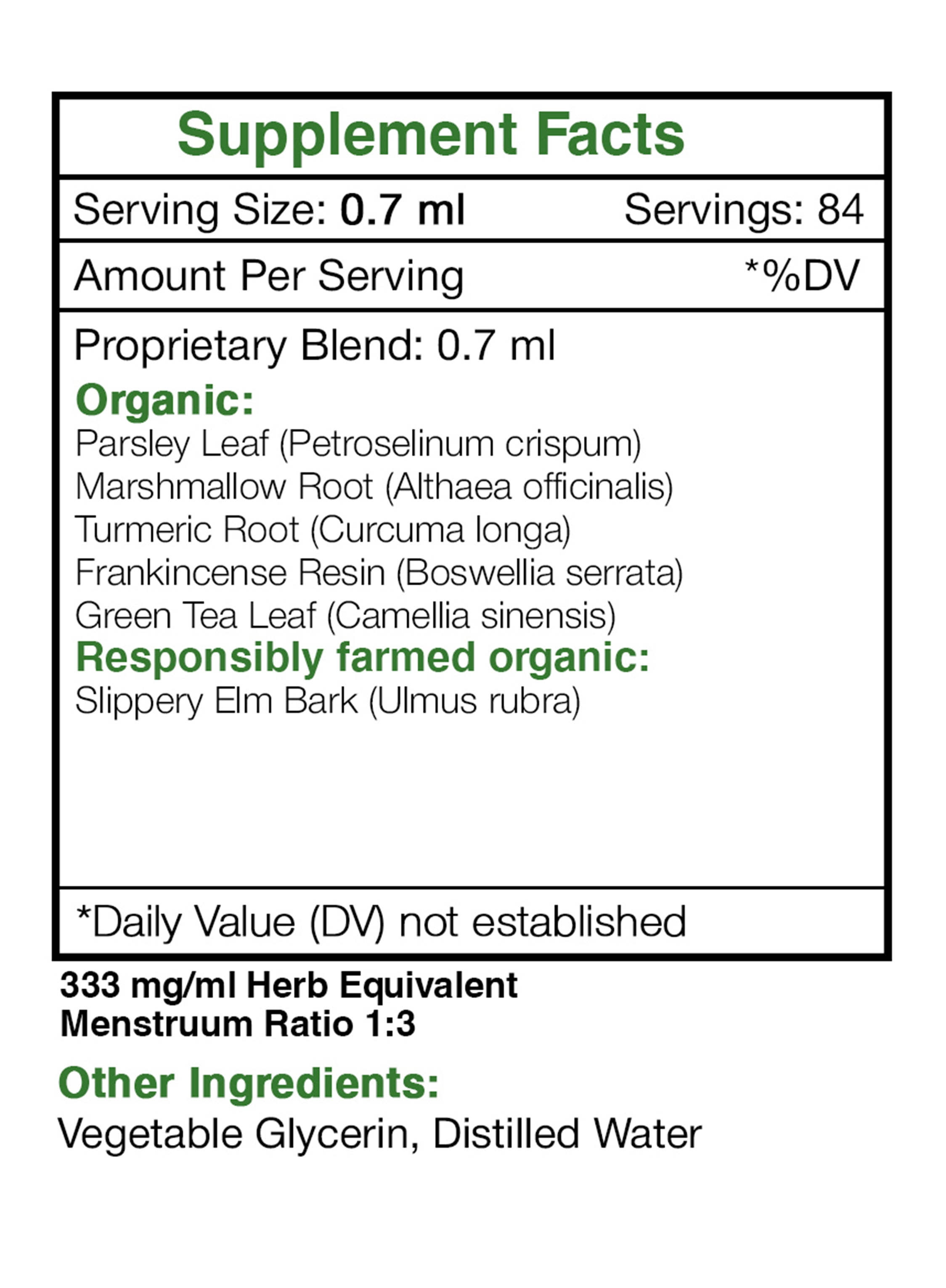 Secrets Of The Tribe Tribal Crohn's Blend Tincture Dietary Supplement, Natural Extract, Made from Slippery Elm, Parsley, Marshmallow, Turmeric, Frankincense, Green Tea 2 oz