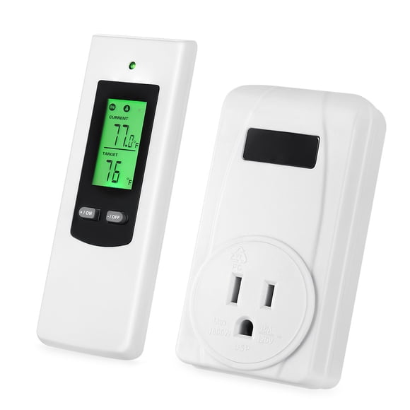 Mistaha Smart Wireless Thermostat Control Socket Set for Home Heating and Cooling - LCD Display, Remote Control, Energy Saving - Ideal for Various Heating Devices, Easy Setup and Operation, Battery