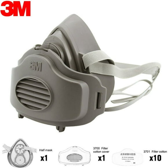 3M 3200 Half Face Mask with Cotton Filters 3701 and Storage Case 3700
