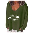 thumbnail image 1 of ICHUANYI Liquidación Mujer Moda Casual Estampado V-Cuello Suelto Manga Larga Camiseta Blusa Jersey ICHUANYI WER202308233818, 1 of 2